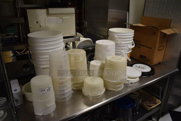 ALL ONE MONEY! Lot of Various Items on and Under Table Including Poly Buckets. (ice room) - Image 4 of 6