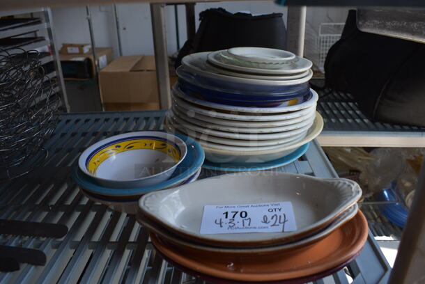 ALL ONE MONEY! Lot of 24 Various Ceramic Dishes. Includes 7x7x2