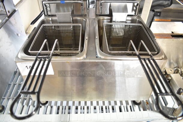 2024 Crosson CF-20 Stainless Steel Commercial Countertop Electric Powered 2 Bay Fryer w/ 2 Metal Fry Baskets. 120 Volts, 1 Phase. - Image 3 of 7