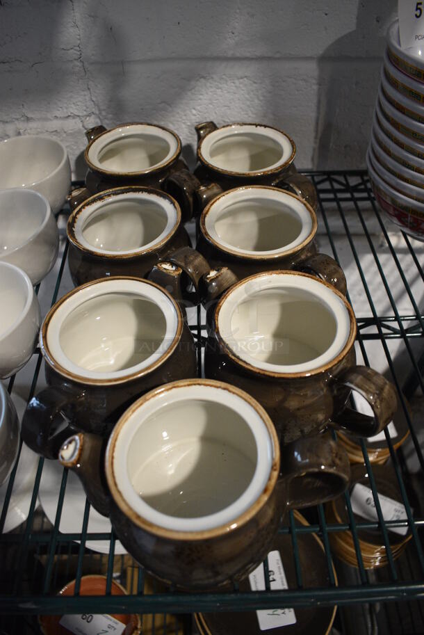 7 Brown and White Ceramic Teapots. 7x4x3.5. 7 Times Your Bid!  - Image 2 of 4