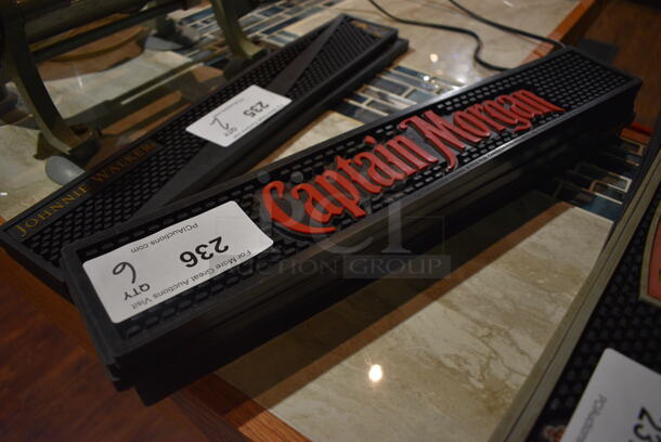 6 Captain Morgan Black Bar Mats. 20.5x3.5x0.5. 6 Times Your Bid! (bar) - Image 1 of 3