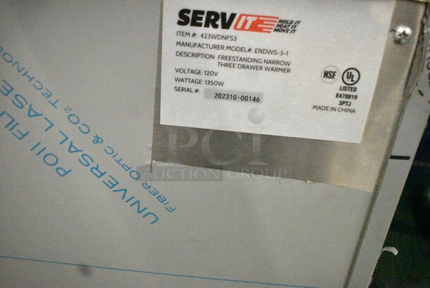 BRAND NEW SCRATCH AND DENT! 2023 ServIt 423WDNFS3 Stainless Steel Commercial 3 Drawer Warming Drawer. 120 Volts, 1 Phase. Tested and Working! - Image 6 of 6