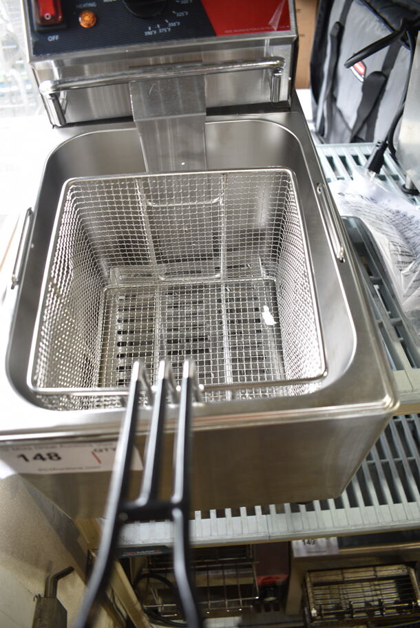 2022 Crosson CF-15 Stainless Steel Commercial Countertop Electric Powered Single Bay Fryer w/ Metal Fry Basket and Lid. 120 Volts, 1 Phase. - Image 3 of 5