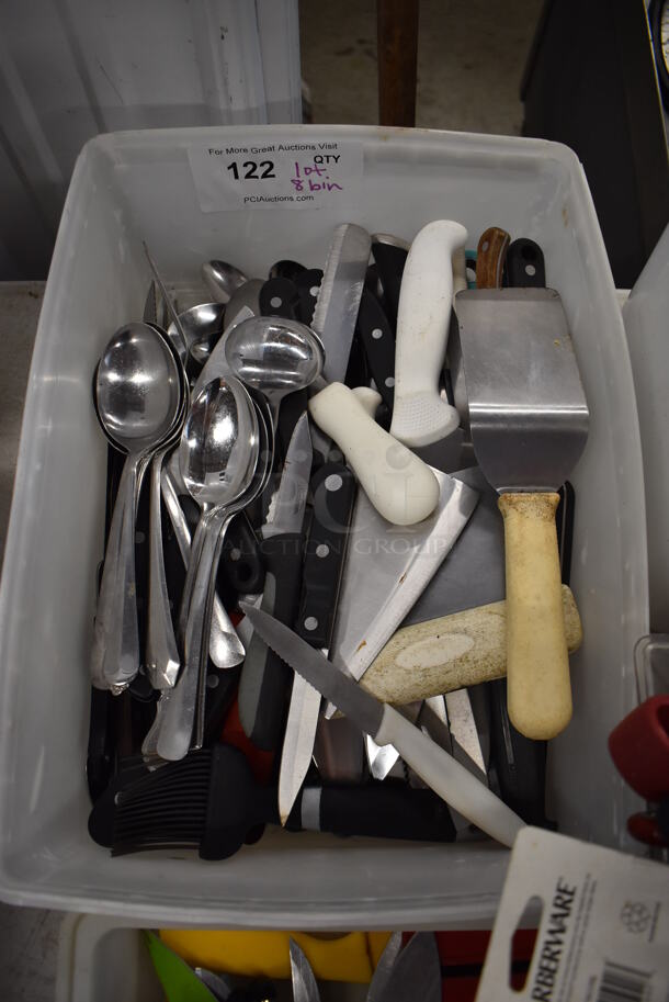 ALL ONE MONEY! Lot of 8 Bins of Various Utensils Including Scoopers, Ladles, Knives. - Image 6 of 8
