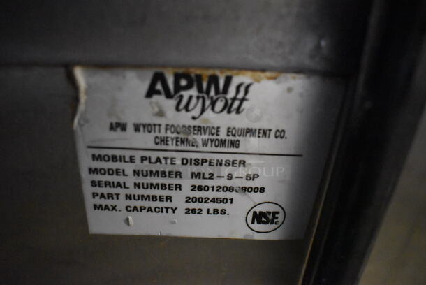 APW Wyott ML2-9-5P Stainless Steel Commercial 2 Well Plate Dispenser w/ 9" Plates on Commercial Casters. 15.5x30.5x45 - Image 2 of 6