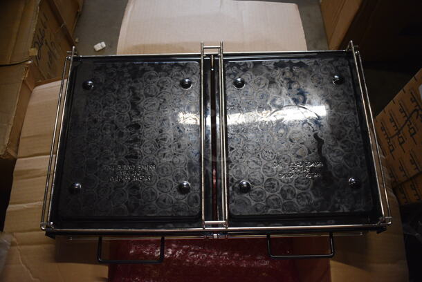 4 BRAND NEW IN BOX! Metal Rack w/ 2 Drop Ins and Black Poly Tray. 22.5x13.5x4.5. 4 Times Your Bid! - Image 3 of 3