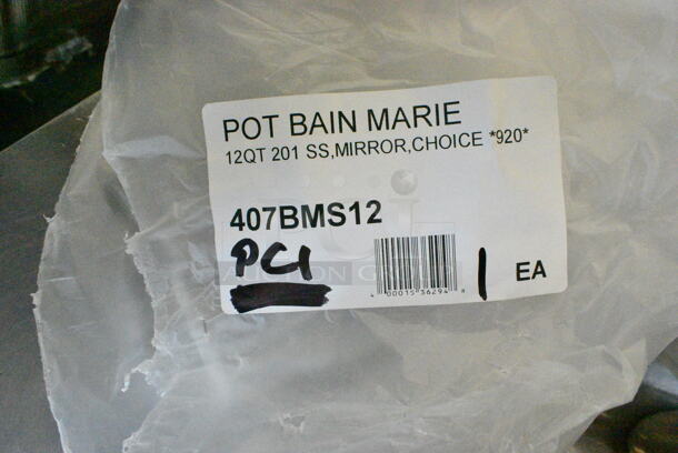 12 BRAND NEW SCRATCH AND DENT! Choice 407BMS12 12 Qt. Stainless Steel Bain Marie Pot. 12 Times Your Bid!  - Image 5 of 6
