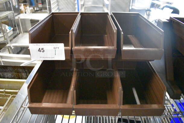 Camel Brown Poly Countertop Stand w/ 6 Bins. 18x18x9.5