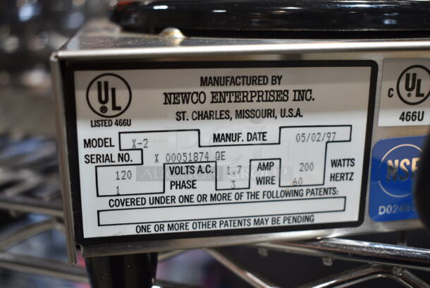 Newco X-2 Stainless Steel Commercial Countertop 2 Burner Coffee Pot Warmer. 120 Volts, 1 Phase. Tested and Working! - Image 4 of 4