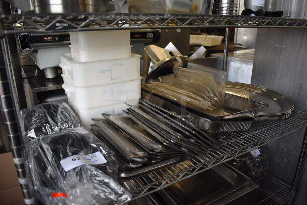 ALL ONE MONEY! Tier Lot of Various Drop In Bin Lids, Poly Containers, Metal Serving Trays and Poly Soap Dispensers - Image 1 of 6