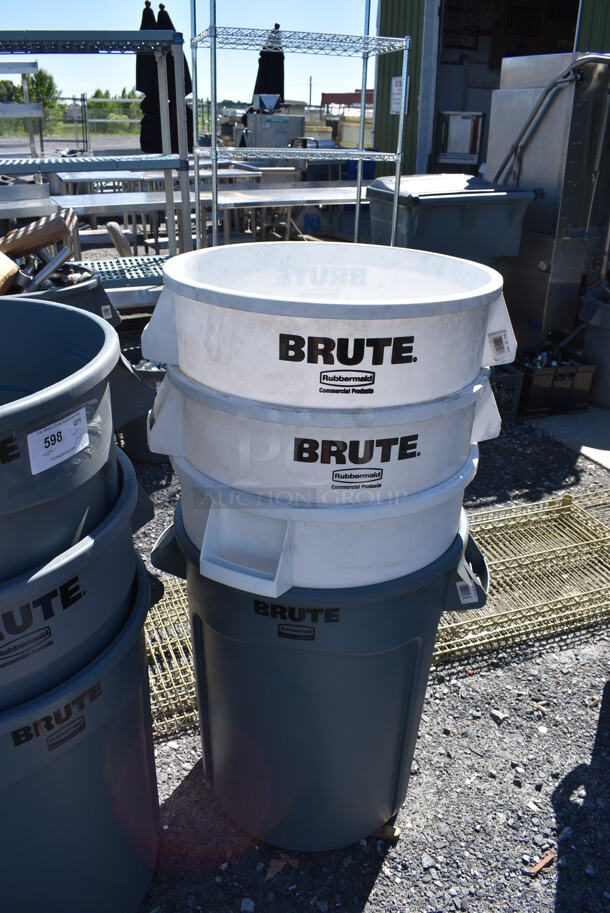 7 Various BRAND NEW Rubbermaid Brute Poly Trash Cans; 3 White and 4 Gray. Includes 24x22x28. 7 Times Your Bid! - Image 3 of 4