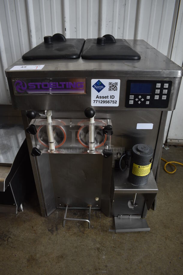 Stoelting Model SF121-38I2 Stainless Steel Commercial Countertop Air Cooled 2 Flavor w/ Twist Soft Serve Ice Cream Machine. 208-240 Volts, 1 Phase. 22x32x33