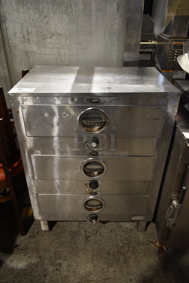 Toastmaster Stainless Steel Commercial Electric Powered 3 Drawer Food Warmer. Cannot Test Due To Plug Style