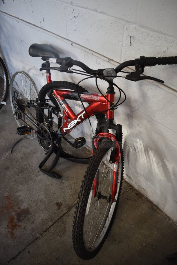 Next Dual Suspension Power Climber Metal Red Mountain Bicycle. 24x67x42 - Image 7 of 7