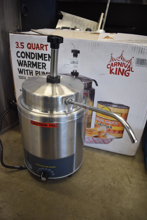 LIKE NEW! Carnival King 382RWS35 Stainless Steel Commercial Countertop 3.5 Qt. Warmer with Pump. Used a Few Times at Trade Show as a Demonstration. 120 Volts, 1 Phase. 8x15x17. Tested and Working! - Image 2 of 7