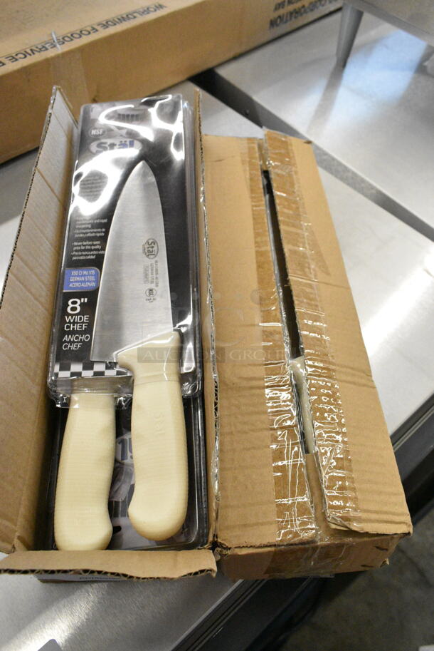 2 Boxes of 6 BRAND NEW SCRATCH AND DENT! Winco KWP-80 8" Wide Cooks Knife. 2 Times Your Bid!  - Image 1 of 4