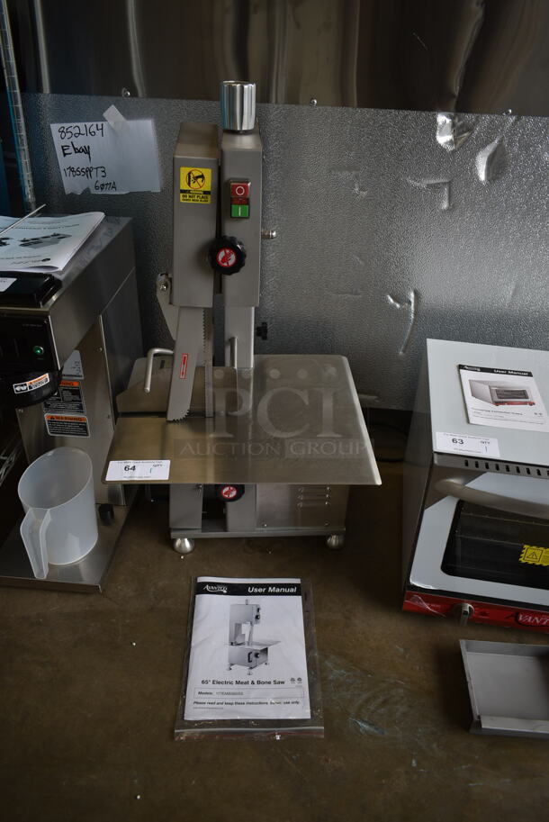 BRAND NEW SCRATCH AND DENT! Avantco HLS-1650 EMBS65SS 65" Blade Stainless Steel Countertop Vertical Band Meat Saw. 110 Volts, 1 Phase. Tested and Working! - Image 2 of 7