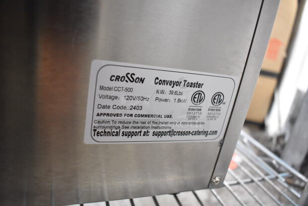 2024 Crosson CCT-500 Stainless Steel Commercial Countertop Electric Powered Conveyor Toaster Oven. 120 Volts, 1 Phase. Tested and Working! - Image 7 of 7