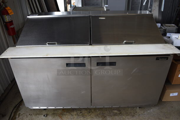Delfield Model 4464N-24M Stainless Steel Commercial Sandwich Salad Prep Table Bain Marie Mega Top on Commercial Casters. 115 Volts, 1 Phase. 65x36x45.5. Tested and Working!