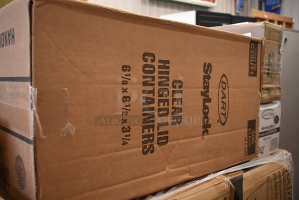 PALLET LOT of 28 BRAND NEW Boxes Including 394360M Noble Products Powdered Disposable Vinyl Gloves for Foodservice - 1000/Case, 4 Box 5004DNAPFLTN Choice Touchstone Natural Linen-Feel Flat-Packed Dinner Napkin 16" x 16" - 500/Case, 612FHL1230 Choice Foil Steam Table Pan Lid - Half Size - 100/Case, 500CC16HD 16 oz. Plastic Cold Cup - 1000/Case, 2 Box 626TS Solo 626TS Clear Flat Lid with Straw Slot - 1000/Case, 2 Box 795PTOKFT3 Choice Kraft Microwavable Folded Paper #8 Take-Out Container 6" x 4 5/8" x 2 1/2" - 300/Case, 2 Box 500TW12 Choice 12 oz. Translucent Thin Wall Plastic Cold Cup - 1000/Case, 274MOPBCKTYE Lavex Yellow Mop Bucket, 433L32C Choice Quart Size Natural Kraft Paper Bag - 500/Case, 130SVFRK480B Visions Silver 7" Heavy Weight Plastic Fork with Black Handle - 480/Case, C25UT1 Dart C25UT1 StayLock® 6 1/8" x 6 1/2" x 3 1/4" Clear Hinged Plastic 6" Square Container - 500/Case, LOOP-GREEN-EO Green Shopping Bags, Choice Medium Weight Black Wrapped Plastic Cutlery Set with Napkin - 250/Case. 28 Times Your Bid! - Image 12 of 12