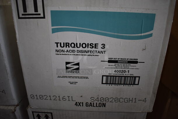 3 Boxes of 4 BRAND NEW Swisher Turquoise 3 Non Acid Disinfectant. Total of 12 Jugs. 6x6x12. 3 Times Your Bid! - Image 3 of 3