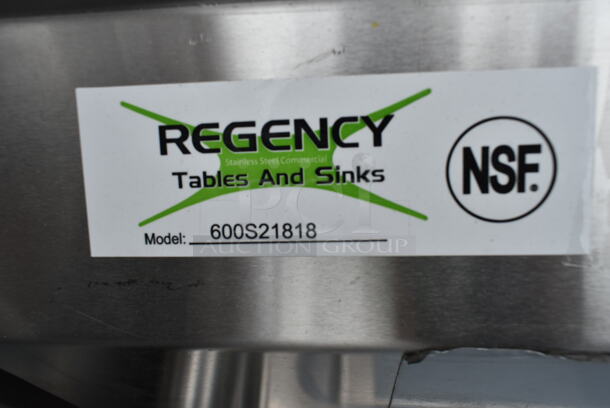 BRAND NEW SCRATCH AND DENT! Regency 600S21818 Stainless Steel 2 Bay Sink. No Legs. Bays 18x14 - Image 5 of 5
