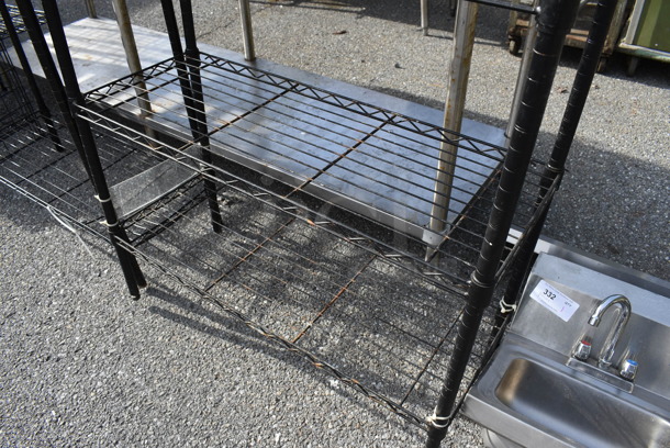 Black Finish 4 Tier Wire Shelving Unit. BUYER MUST DISMANTLE. PCI CANNOT DISMANTLE FOR SHIPPING. PLEASE CONSIDER FREIGHT CHARGES. 35.5x14x55 - Image 3 of 3