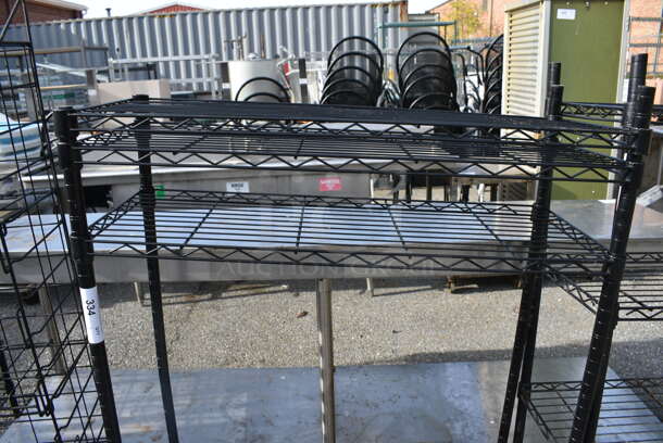 Black Finish 4 Tier Wire Shelving Unit. BUYER MUST DISMANTLE. PCI CANNOT DISMANTLE FOR SHIPPING. PLEASE CONSIDER FREIGHT CHARGES. 35.5x14x55 - Image 2 of 3