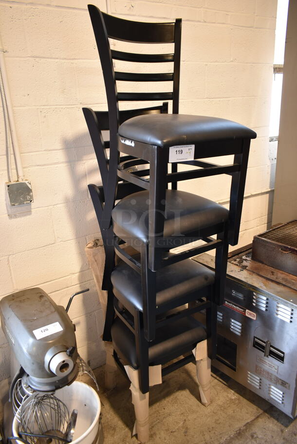 4 BRAND NEW! Black Dining Height Chairs w/ Ladder Back Rest and Black Seat Cushions. 4 Times Your Bid! - Image 1 of 6
