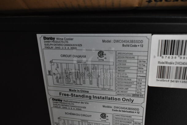 BRAND NEW SCRATCH AND DENT! Danby DWC040A3BSSDD 38 Bottle Free-Standing Metal Wine Cooler Merchandiser. 115 Volts, 1 Phase. Tested and Working! - Image 5 of 5
