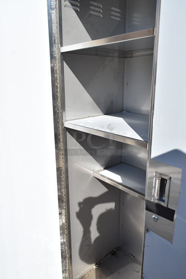 BRAND NEW SCRATCH AND DENT! Regency 600SMC48DDR Stainless Steel Commercial 2 Door Mop Sink Cabinet.  - Image 4 of 8