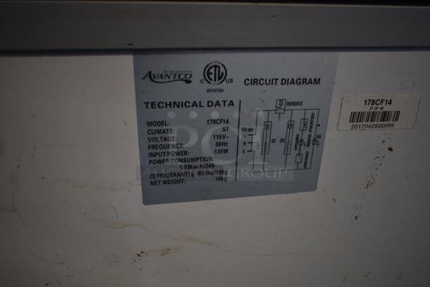 Avantco 178CF14 Metal Chest Freezer w/ Hinge Lid. 115 Volts, 1 Phase. Cannot Test Due To Cut Power Cord - Image 5 of 5