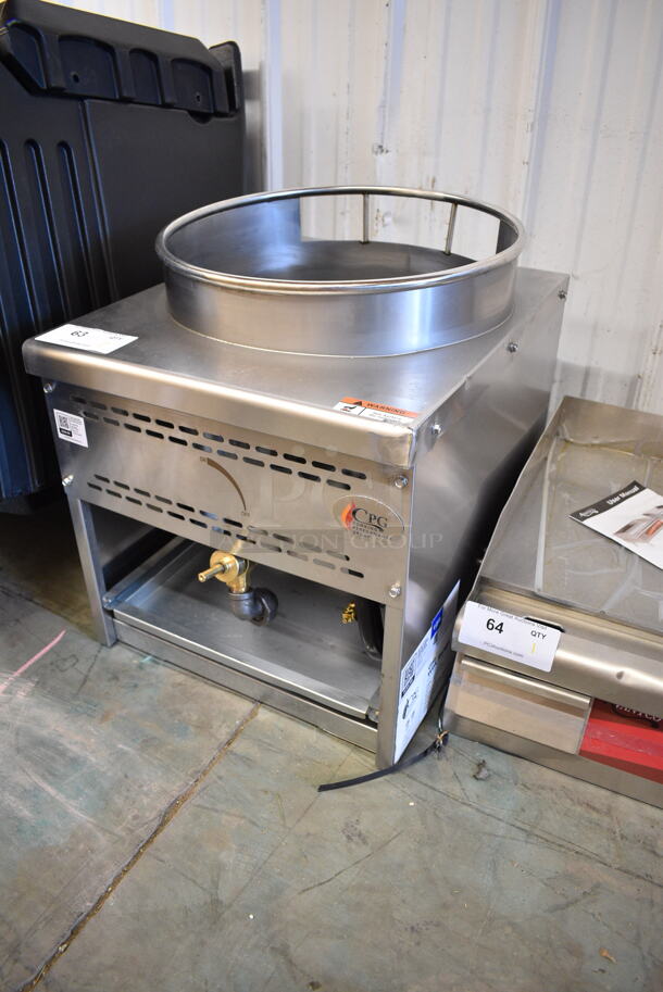 BRAND NEW SCRATCH AND DENT! Cooking Performance Group CPG 351WOKR16N Stainless Steel Commercial Countertop Natural Gas Powered Single Burner Stock Pot Range. 125,000 BTU.  - Image 3 of 8