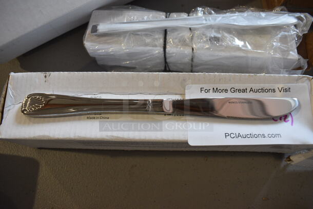 12 BRAND NEW IN BOX! Winco 0006-08 Toulouse Stainless Steel Dinner Knives. 8.5