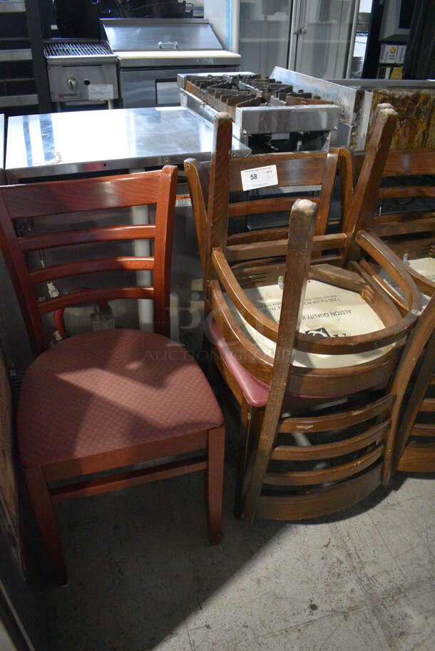 3 Various Wooden Dining Chairs w/ Patterned Seat Cushion. 17x17x34. 3 Times Your Bid! - Image 6 of 6
