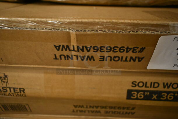 4 BRAND NEW SCRATCH AND DENT! Lancaster Table & Seating 3493636ANTWA 36" x 36" Solid Wood Live Edge Table Top with Antique Walnut Finish. 4 Times Your Bid! - Image 3 of 4