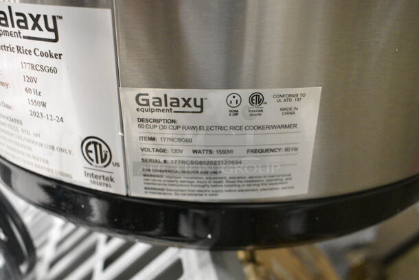 BRAND NEW SCRATCH AND DENT! Galaxy 177RCSG60 60 Cup (30 Cup Raw) Electric Rice Cooker / Warmer. 120 Volts, 1 Phase. Tested and Working! - Image 7 of 7
