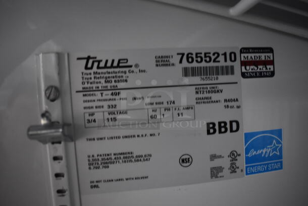 2013 True T-49F ENERGY STAR Stainless Steel Commercial 2 Door Reach In Freezer w/ Poly Coated Racks. 115 Volts, 1 Phase. Tested and Working! - Image 5 of 6