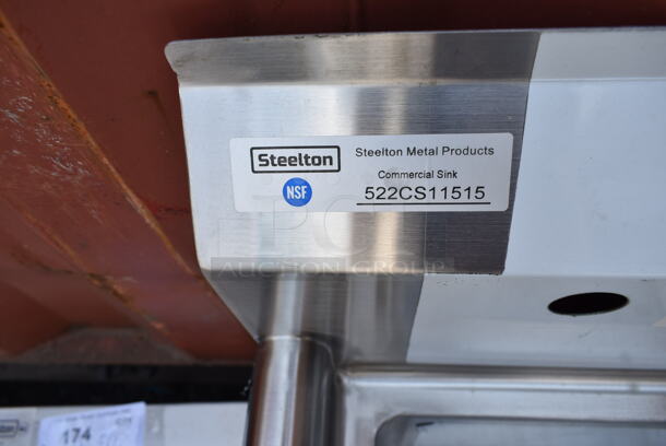 BRAND NEW SCRATCH AND DENT! Steelton 522CS11515 20 1/2" 18-Gauge Stainless Steel One Compartment Commercial Sink without Drainboard - 15" x 15" x 12" Bowl - Image 5 of 5