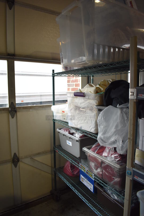 ALL ONE MONEY! Lot of 4 Tiers Worth of Various Items Including Tablecloths! Does Not Include Shelving Unit - Image 1 of 12