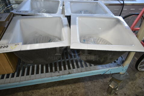 2 BRAND NEW SCRATCH AND DENT! Single Bay Drop In Sink w/ Zurn Elkay P1900-SEMI-DOME PVC Dome Bottom Strainer for Z1900 Series Floor Sinks. 2 Times Your Bid! 