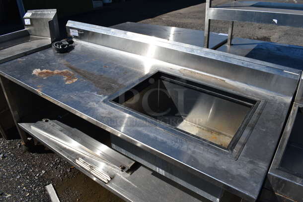 Stainless Steel Commercial Table w/ Ice Bin, Back Splash and Under Shelf. 1 Caster Needs To Be Reattached. 72x29x42 - Image 3 of 5