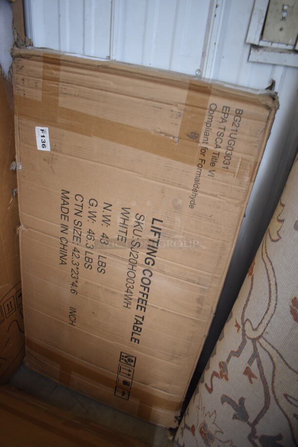 BRAND NEW IN BOX! BG21UG03031 SJ20HO034WH White Lifting Coffee Table - Image 3 of 4