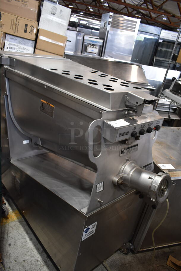 Hobart MG2032 Metal Commercial Floor Style Electric Powered Meat Mixer Grinder w/ Foot Pedal on Commercial Casters. 208 Volts, 3 Phase. Tested and Working! - Image 2 of 7