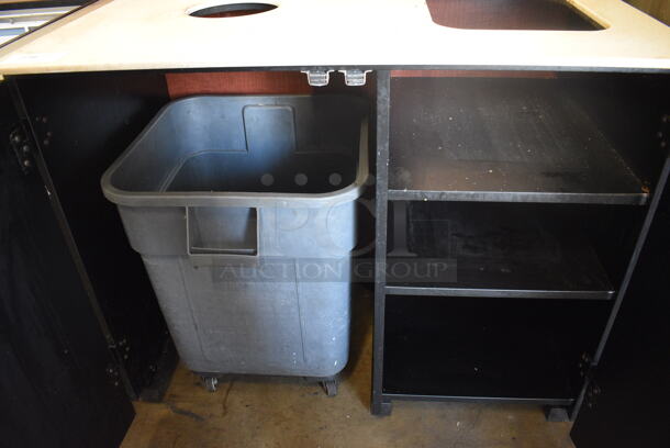Wood Pattern Trash Can Shell w/ 2 Trash Deposit Holes and 2 Doors. 44.5x27x43 - Image 4 of 4