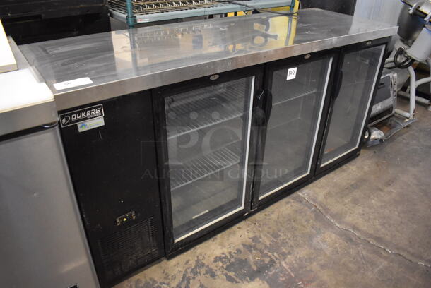 Dukers DBB72-H3 Stainless Steel Commercial 3 Door Back Bar Cooler Merchandiser. 115 Volts, 1 Phase. 73x24x36. Tested and Working! - Image 2 of 7