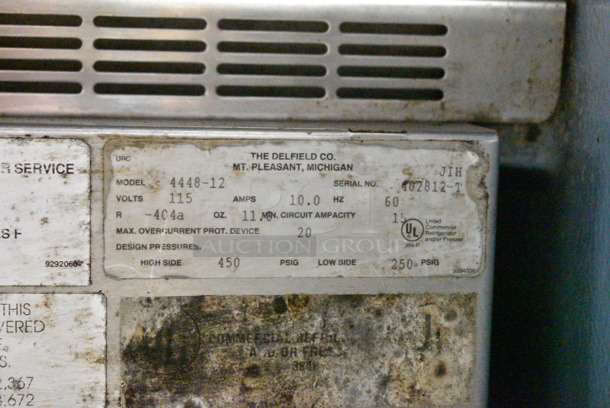 Delfield 4448-12 Stainless Steel Commercial 2 Door Prep Table w/ 2 Lids on Commercial Casters. 115 Volts, 1 Phase. Cannot Test Due To Cut Power Cord - Image 7 of 7
