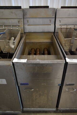 2019 Pitco Frialator 35C+S Stainless Steel Commercial Floor Style Propane Gas Powered Deep Fat Fryer on Commercial Casters. 90,000 BTU.