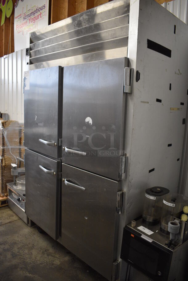 Traulsen Model G20000MC Stainless Steel Commercial 4 Half Size Door Reach In Cooler w/ Poly Coated Racks on Commercial Casters. 115 Volts, 1 Phase. 52x35x84. Tested and Working! - Image 10 of 10