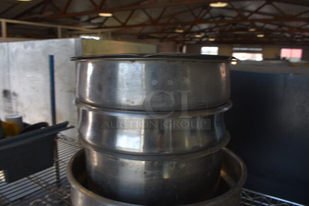 4 Various Stainless Steel Cylindrical Drop In Bins w/ 1 Lid. Includes 9.5x9.5x8. 4 Times Your Bid! - Image 2 of 4
